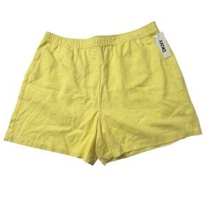 NWT DKNY Linen Blend High Rise Easy Shorts Yellow XL